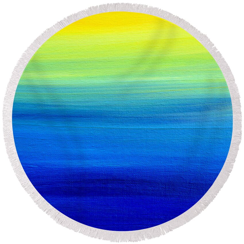 Abstract Round Beach Towel featuring the painting Abstract HL112016 by Mas Art Studio
