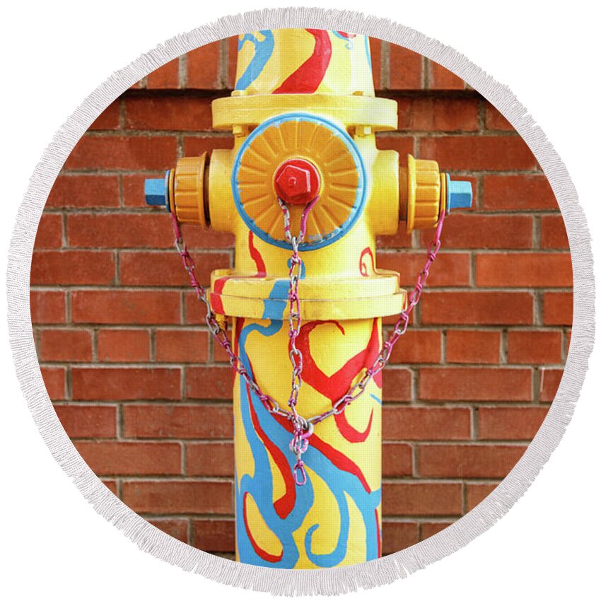 Hydrant Round Beach Towel featuring the photograph Abstract Hydrant by James Eddy