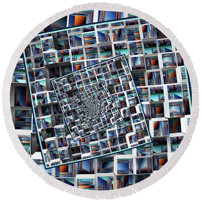 Droste Effect Round Beach Towel featuring the digital art Abstract Infinity by Phil Perkins