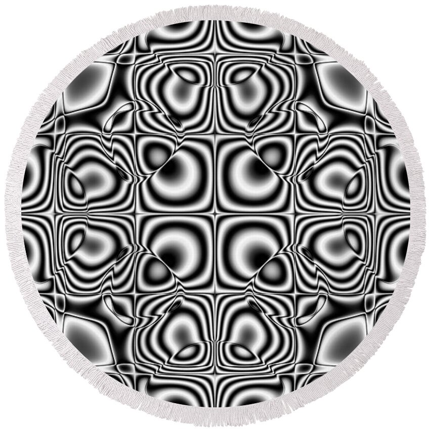Abstract Round Beach Towel featuring the digital art Abstract kaleidoscopic pattern by Michal Boubin