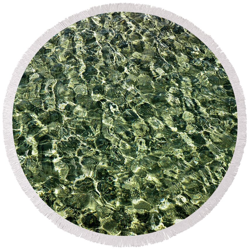 Usa Round Beach Towel featuring the photograph Abstract Lake Reflections by LeeAnn McLaneGoetz McLaneGoetzStudioLLCcom