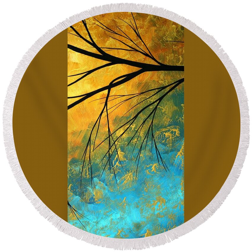 Abstract Round Beach Towel featuring the painting Abstract Landscape Art PASSING BEAUTY 2 of 5 by Megan Duncanson