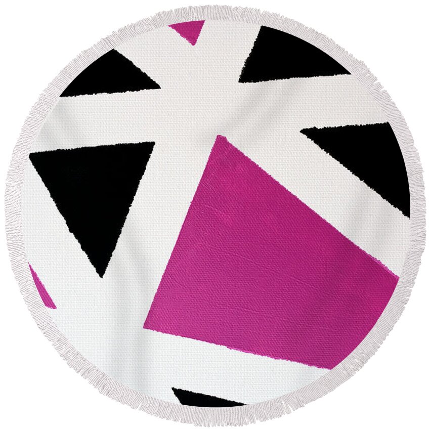 Martha Round Beach Towel featuring the painting Abstract M1015BP by Mas Art Studio