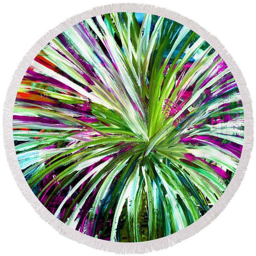 Martha Round Beach Towel featuring the painting Abstract ML112216 by Mas Art Studio