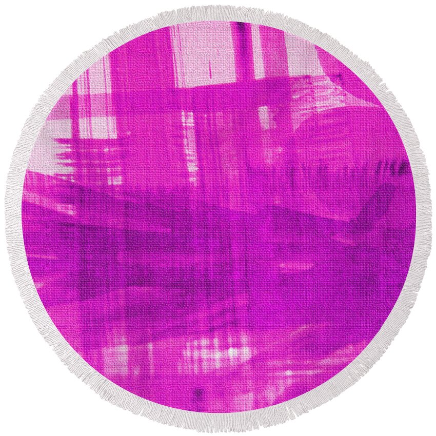 Abstract Pink And Purple Round Beach Towel featuring the photograph Abstract Pink And Purple by Tom Janca