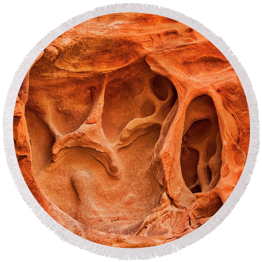 Valley Of Fire State Park Round Beach Towel featuring the photograph Abstract Rock Formations by Jurgen Lorenzen