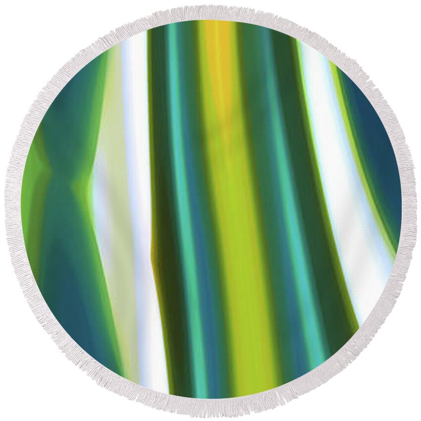 Abstract Landscape Round Beach Towel featuring the digital art Abstract Sea Tide Panoramic Vertical by Amy Vangsgard