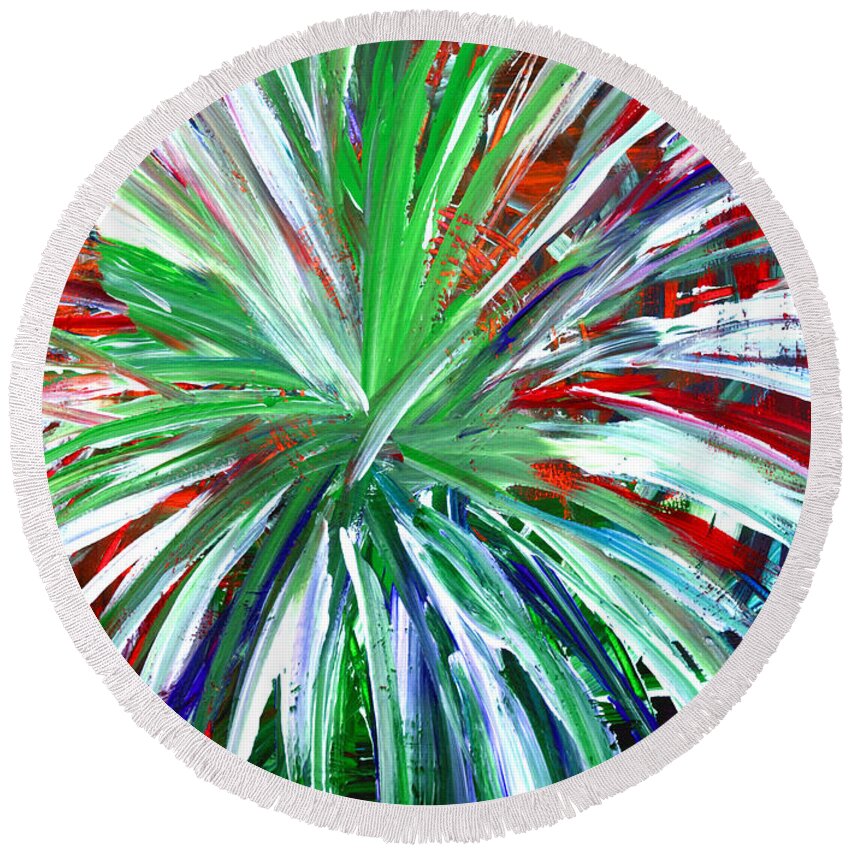 Martha Round Beach Towel featuring the painting Abstract Series C1015DL by Mas Art Studio