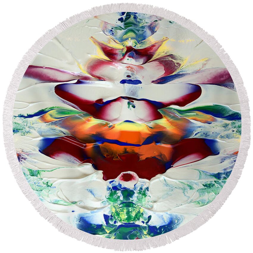 Martha Round Beach Towel featuring the painting Abstract Series H1015AL by Mas Art Studio