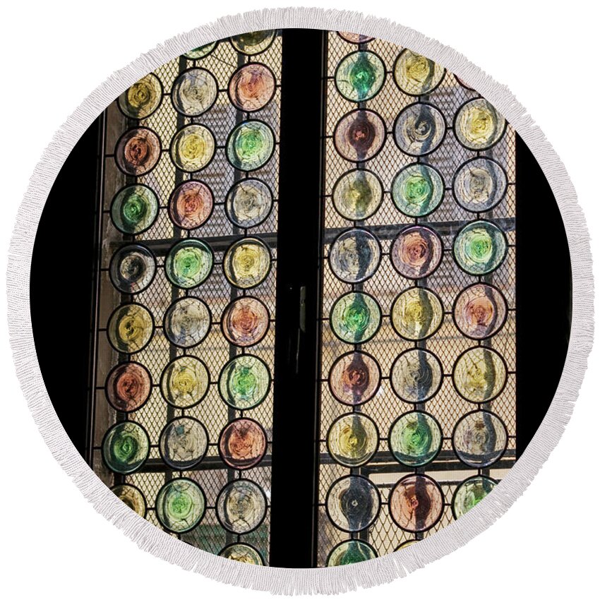 Circles Round Beach Towel featuring the photograph Abstract stained glass by Patricia Hofmeester