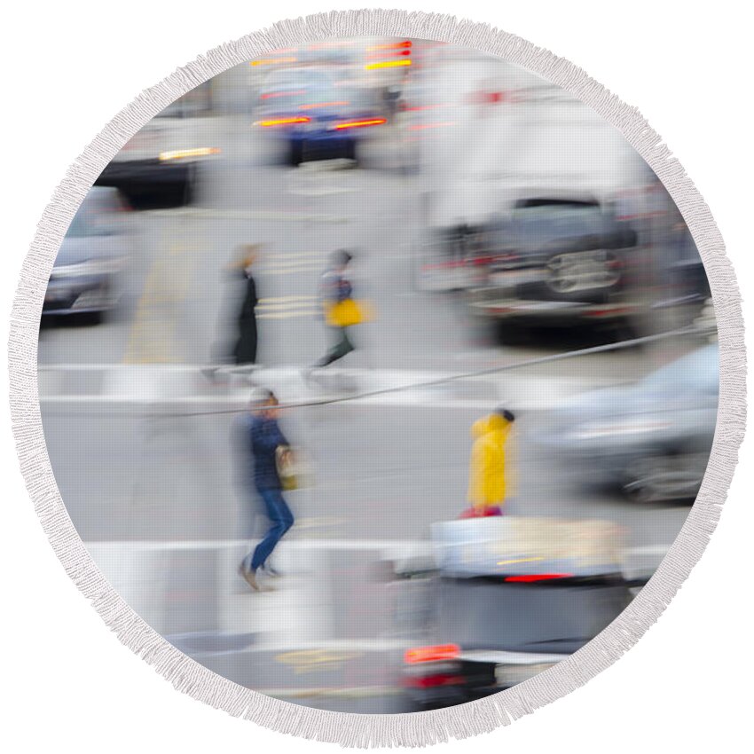 Traffic Round Beach Towel featuring the photograph Abstract Traffic by Erik Burg