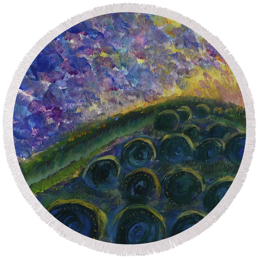 Painting Round Beach Towel featuring the painting Abundance by Annette Hadley