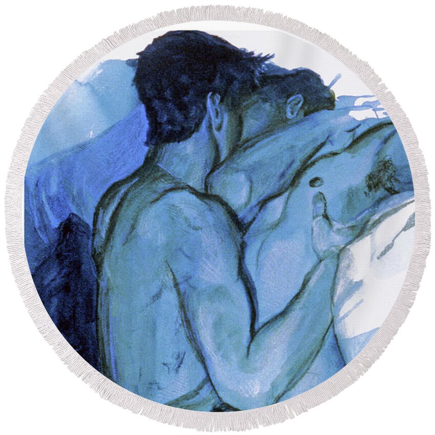 Lovers Round Beach Towel featuring the painting Adajio by Rene Capone