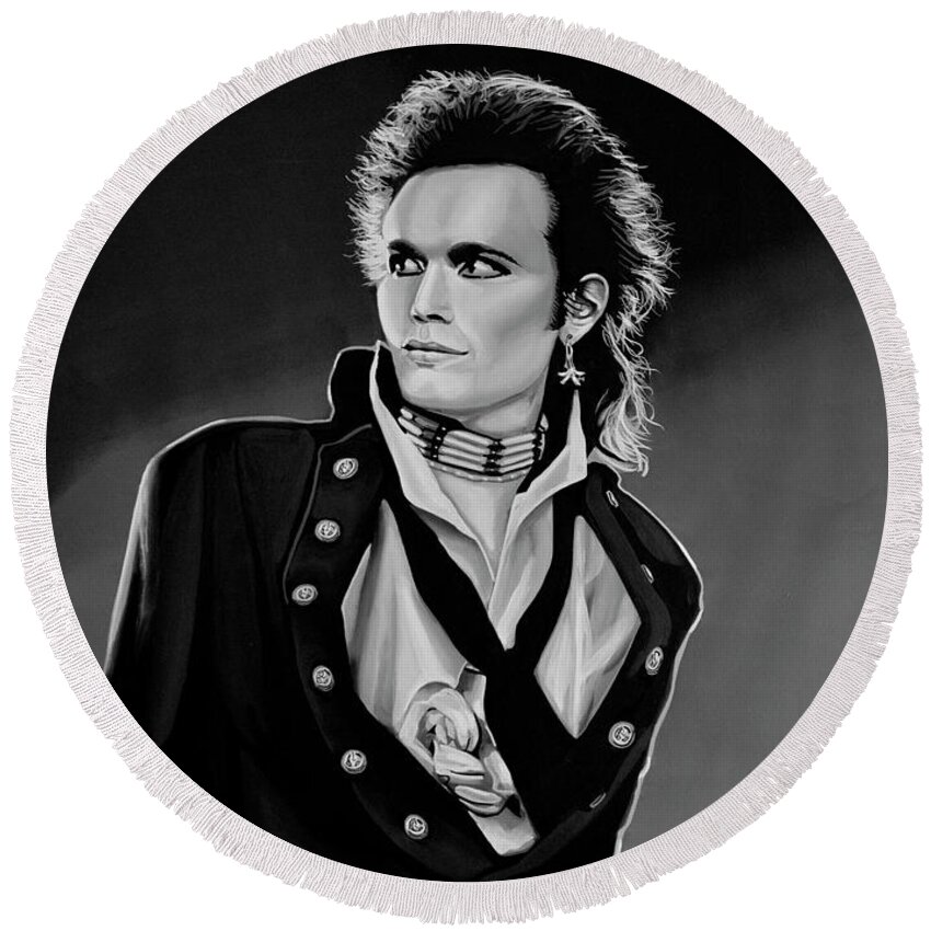 Adam Ant Round Beach Towel featuring the painting Adam Ant Painting by Paul Meijering