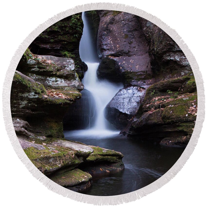 Photography Round Beach Towel featuring the photograph Adams Falls for 6 Seconds by Joe Kopp