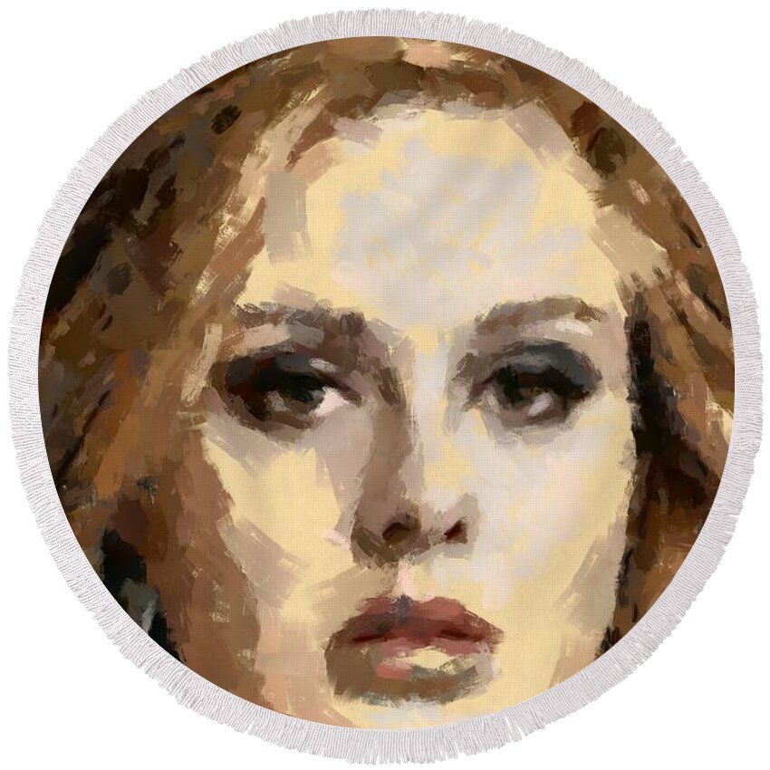 Portrait Round Beach Towel featuring the painting Adele by Dragica Micki Fortuna