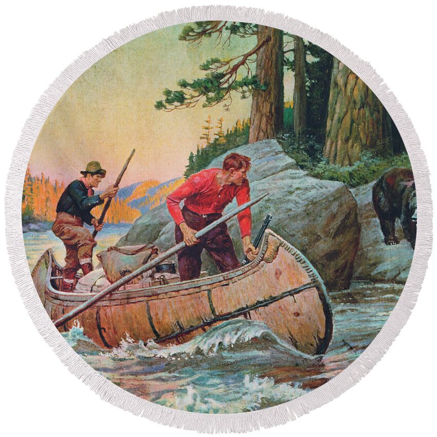 Philip Goodwin Round Beach Towel featuring the painting Adventures On The Nipigon by JQ Licensing