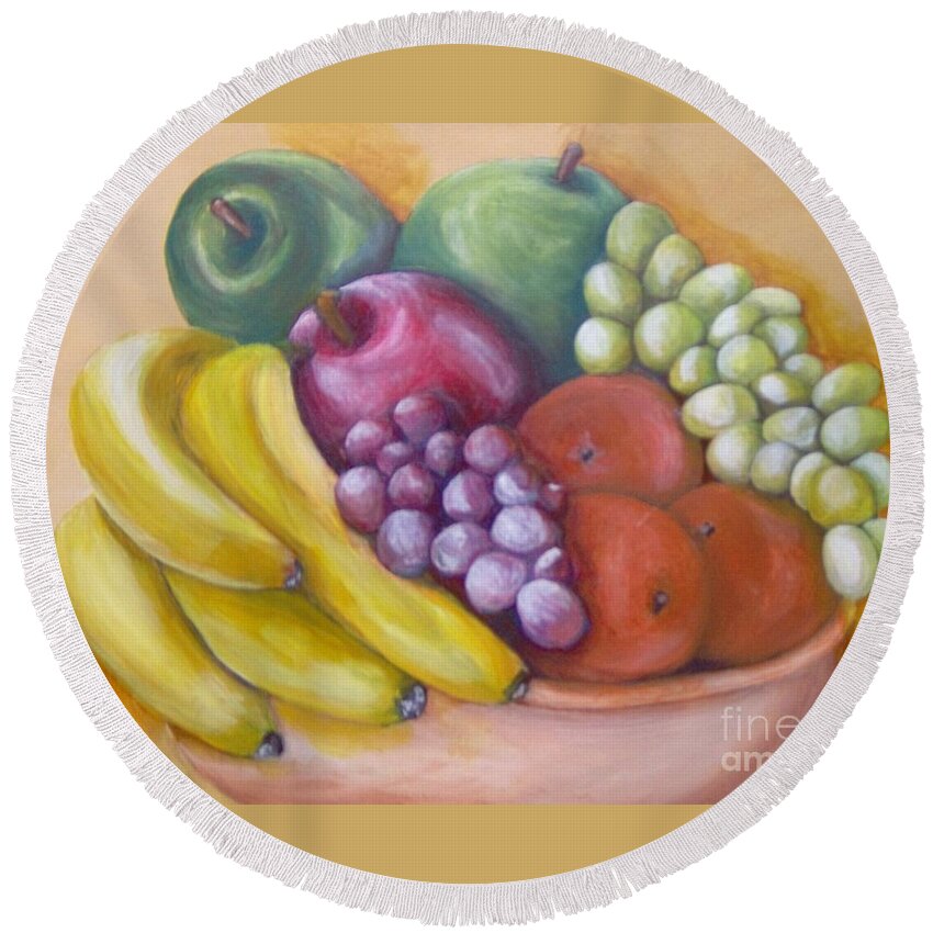 Fruit Round Beach Towel featuring the painting Affluent by Saundra Johnson