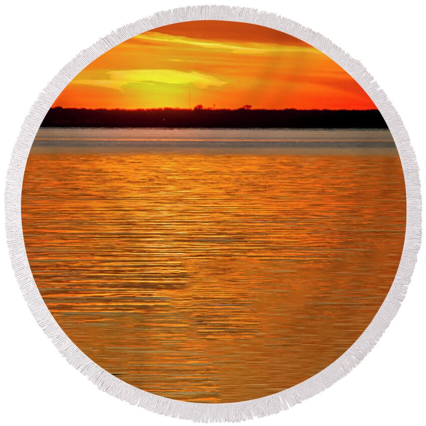 Sunset Round Beach Towel featuring the photograph After Glow by Cathy Kovarik