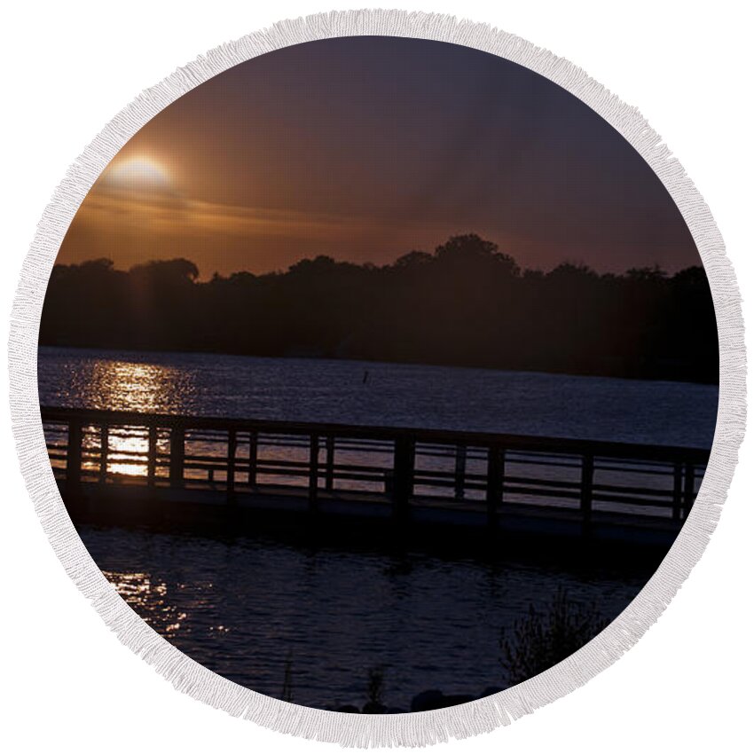Lake Round Beach Towel featuring the photograph After Hours by Deborah Klubertanz