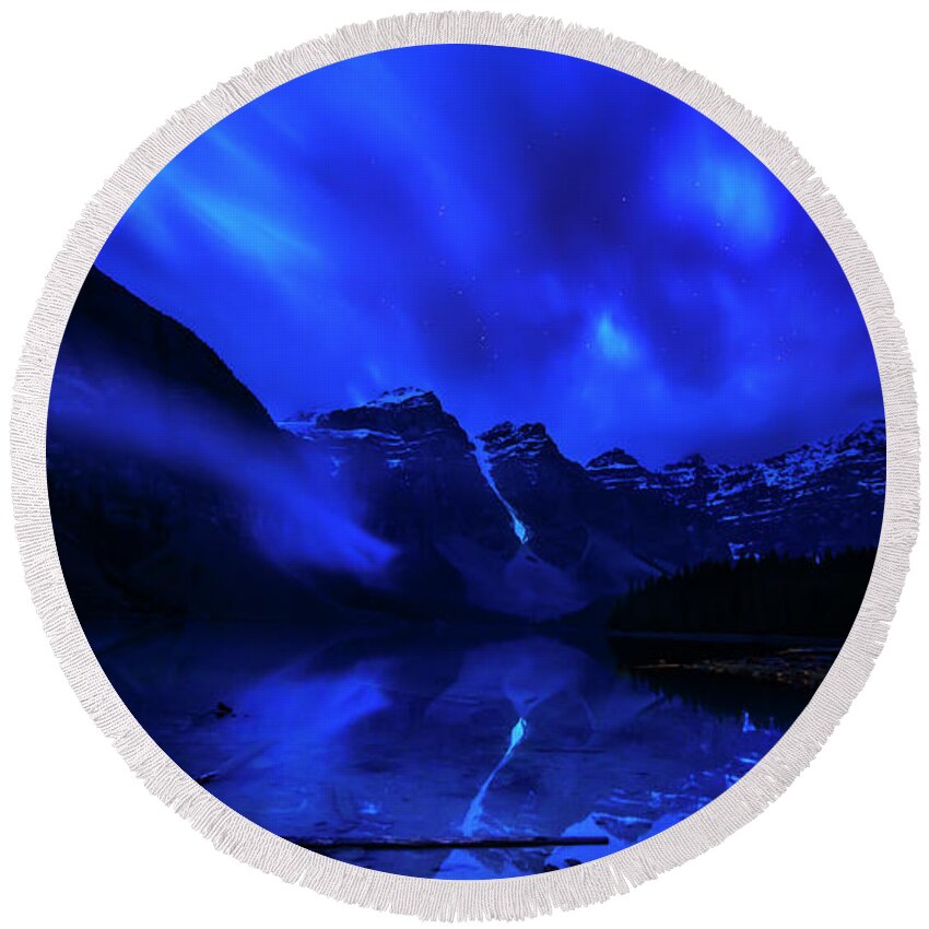 Moraine Lake Round Beach Towel featuring the photograph After Midnight by John Poon