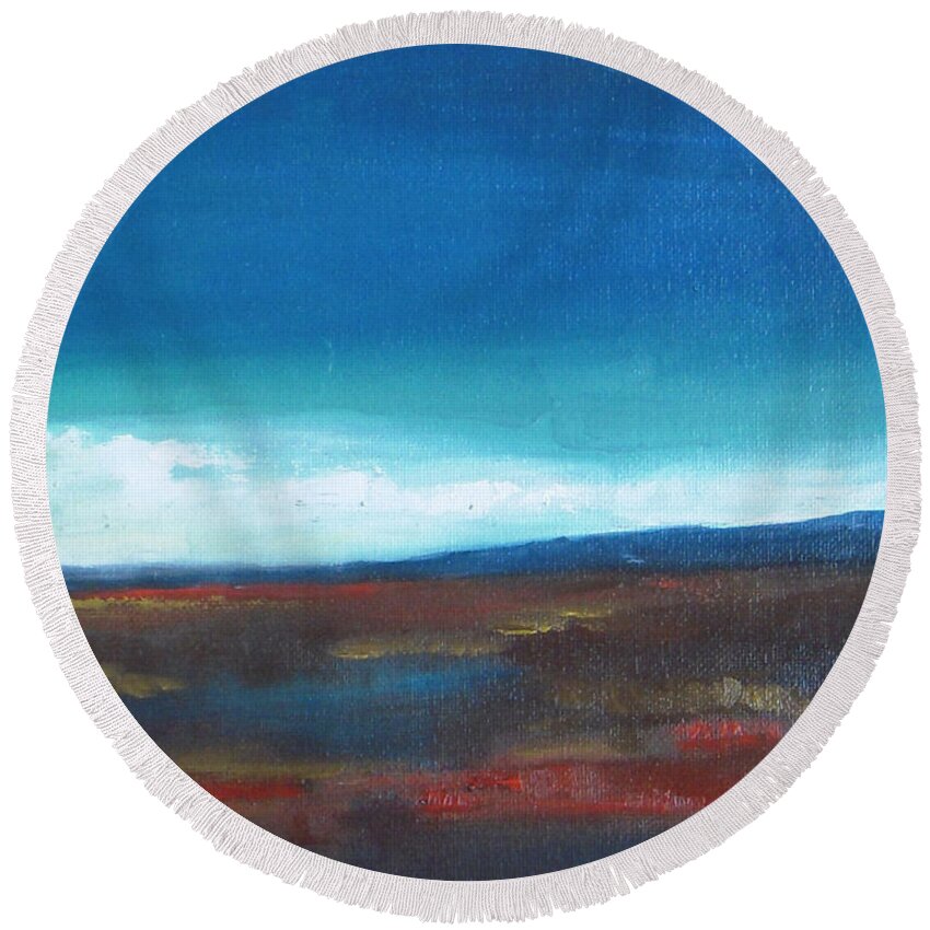 Landscape Round Beach Towel featuring the painting After Rain by Vesna Antic