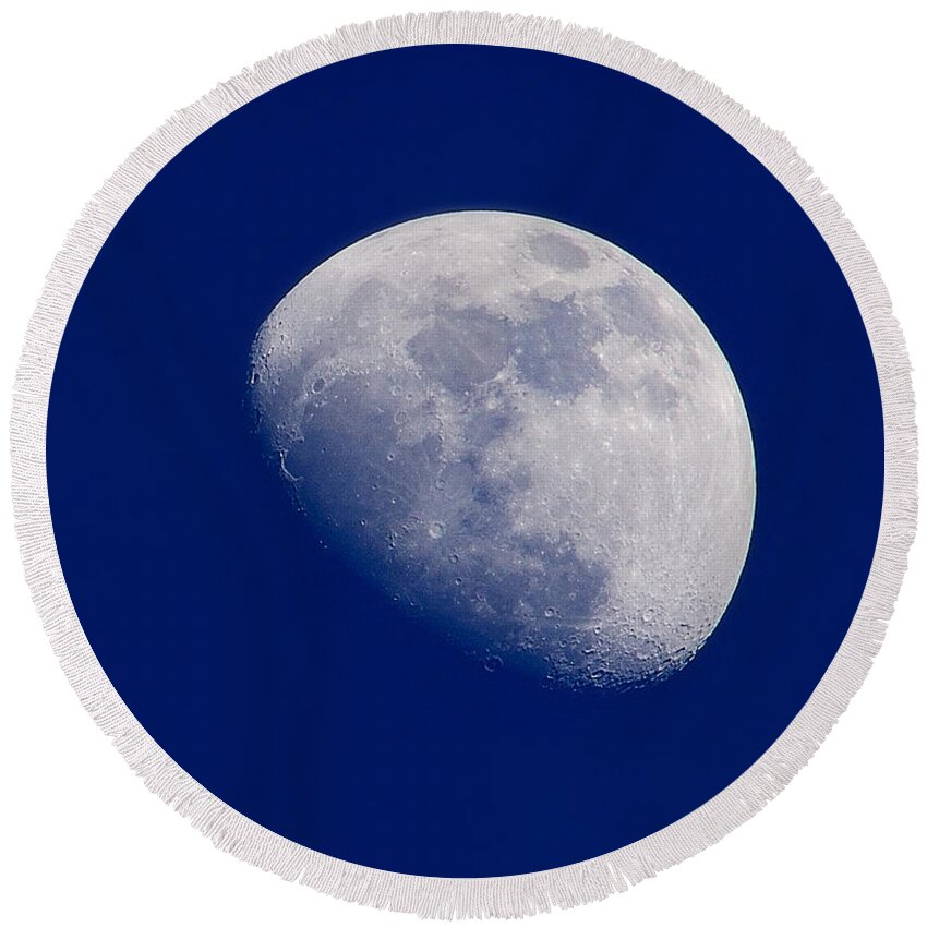 Moon Round Beach Towel featuring the photograph Afternoon Moon by Greg Norrell