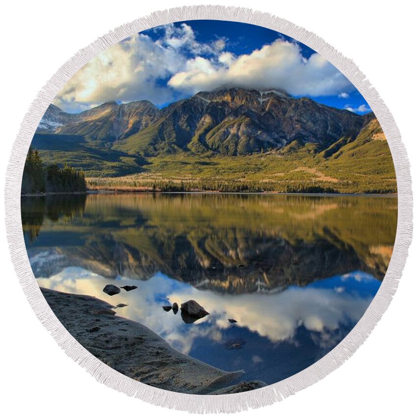 Pyramid Lake Round Beach Towel featuring the photograph Afternoon Reflections At Pyramid Lake by Adam Jewell