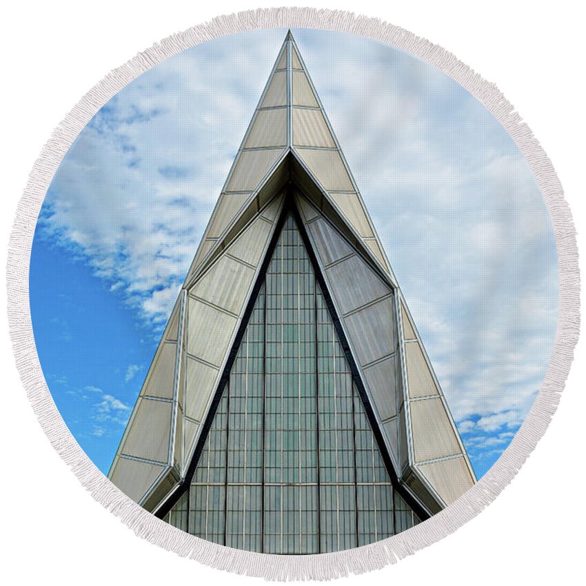 Air Force Round Beach Towel featuring the photograph Air Force Chapel Study 8 by Robert Meyers-Lussier