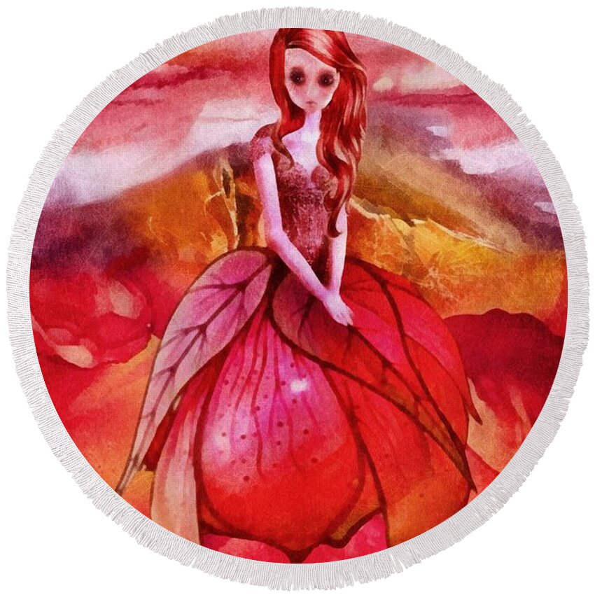Aithne Round Beach Towel featuring the painting Aithne by Mo T