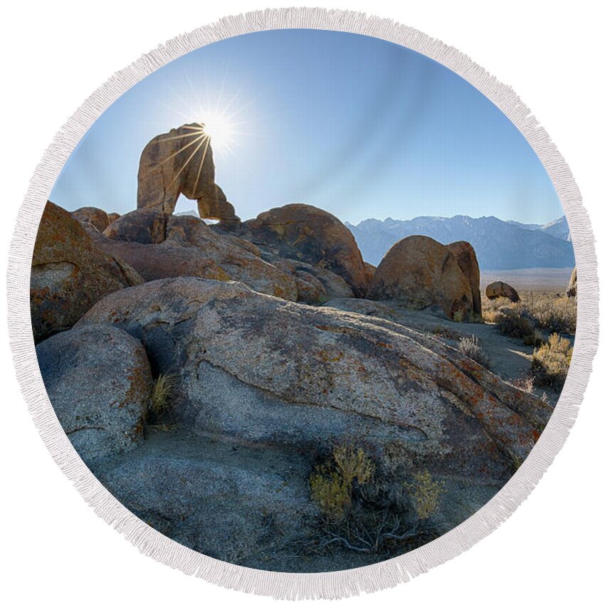Alabama Hills Round Beach Towel featuring the photograph Alabama Hills Arch by Idaho Scenic Images Linda Lantzy
