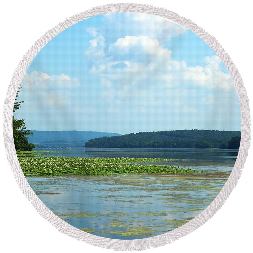 Alabama Round Beach Towel featuring the photograph Alabama Mountains and Water 2 by Verana Stark