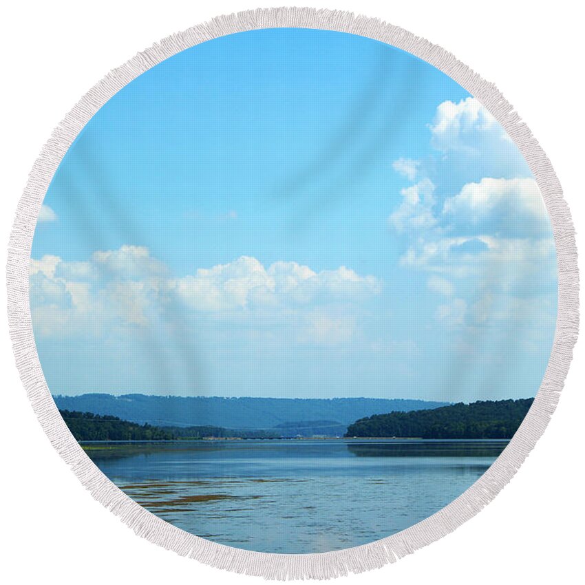 Alabama Round Beach Towel featuring the photograph Alabama Mountains and Water by Verana Stark