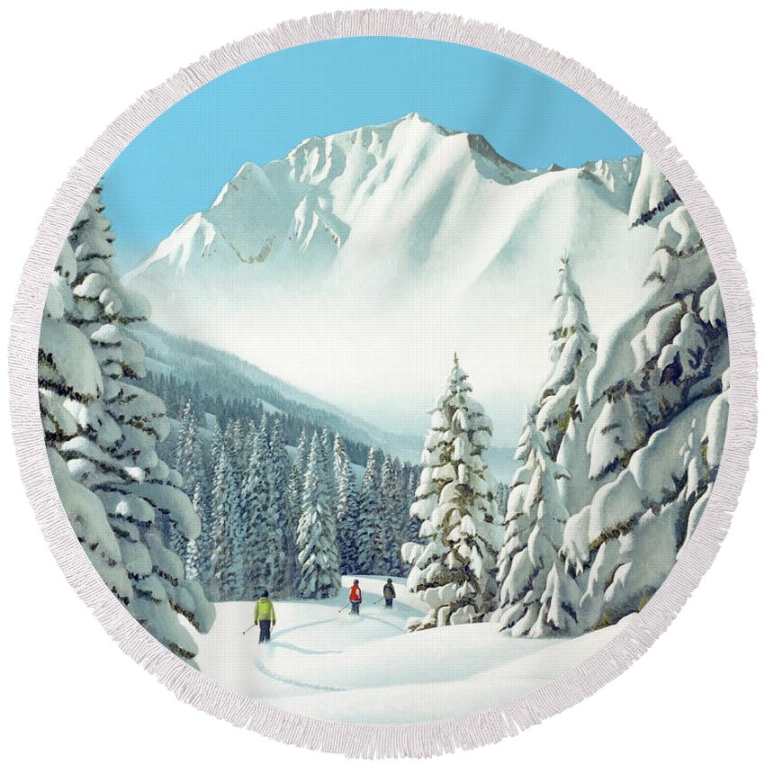 Alta Round Beach Towel featuring the painting Albion by Chris Miles