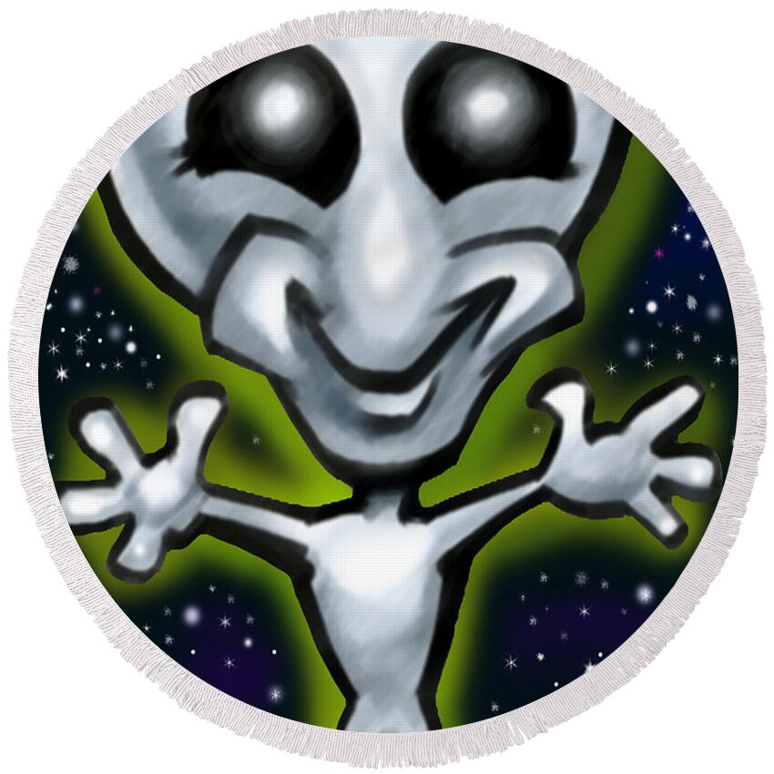 Alien Round Beach Towel featuring the digital art Alien by Kevin Middleton