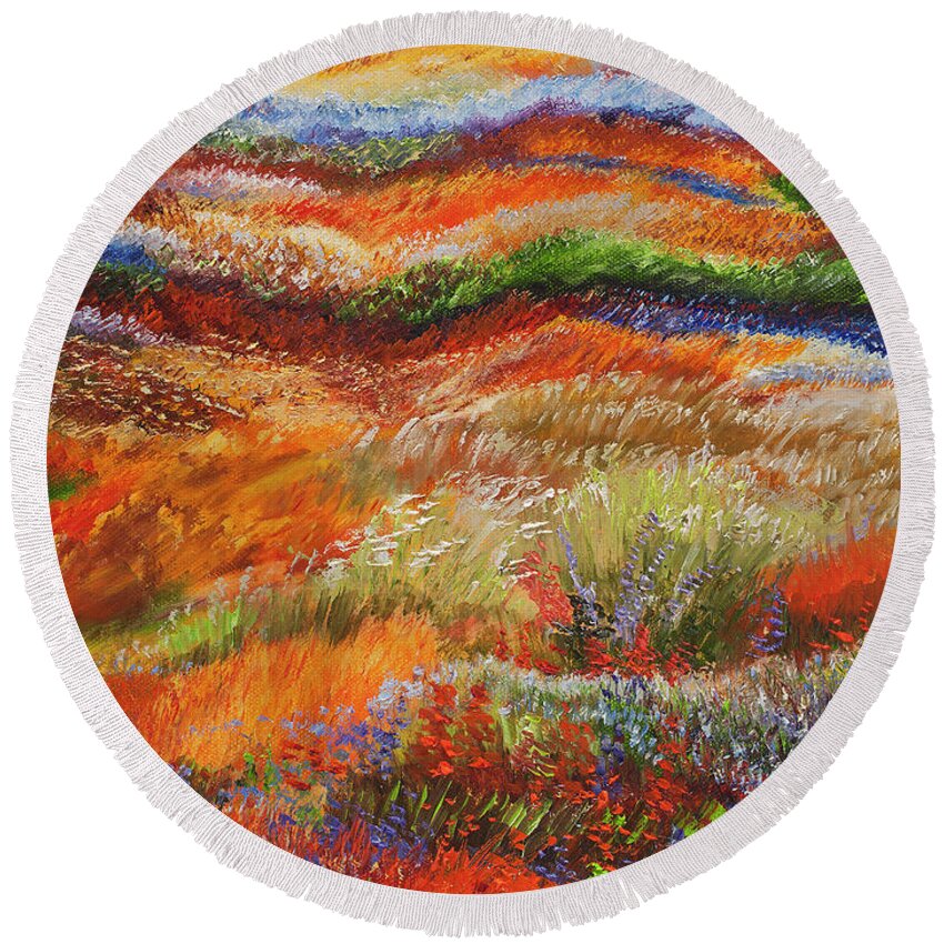 Landscape Round Beach Towel featuring the painting Alive by Terry R MacDonald