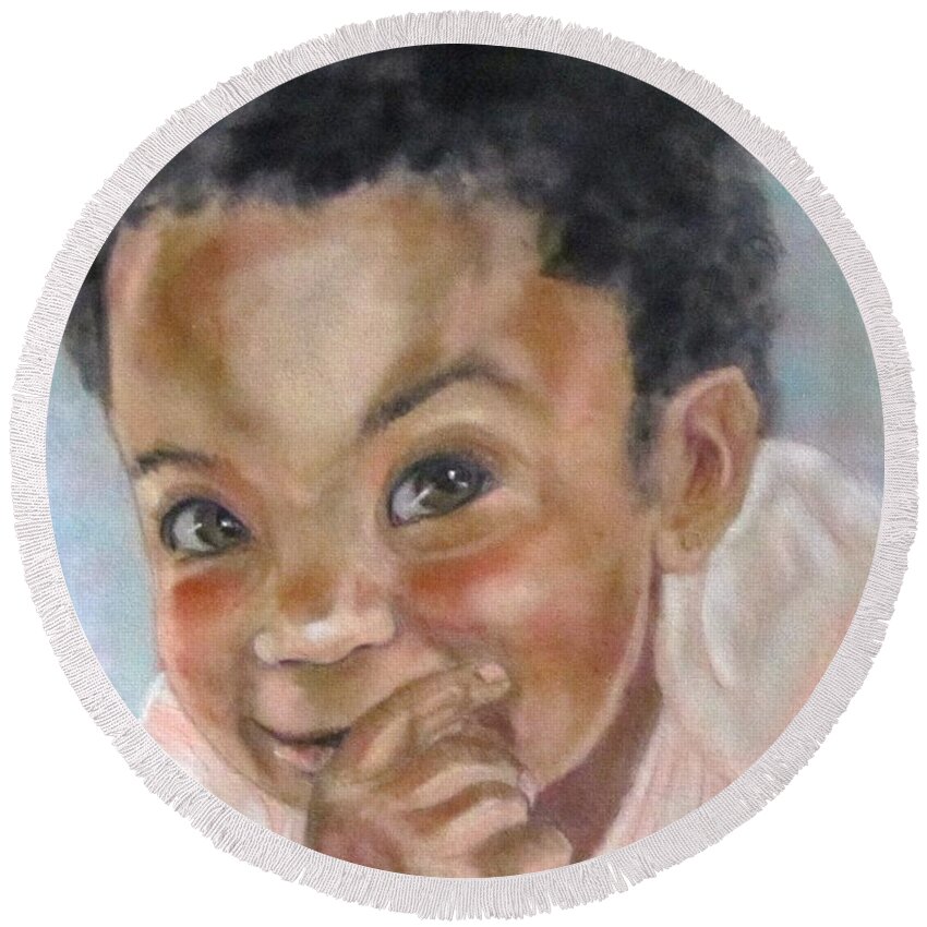 Baby Round Beach Towel featuring the painting All Smiles by Barbara O'Toole