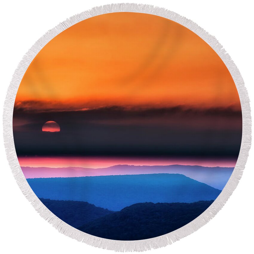 Sunrise Round Beach Towel featuring the photograph Allegheny Mountain Sunrise 2 by Thomas R Fletcher