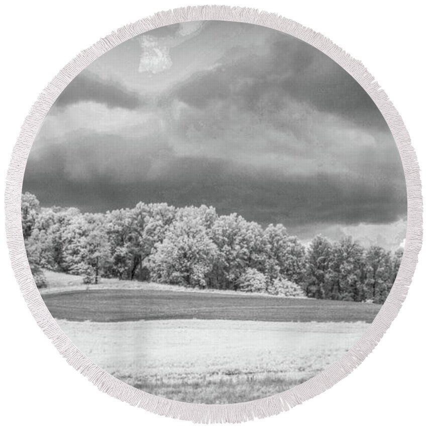 Infrared Round Beach Towel featuring the photograph Allison Rd by Jim Cook
