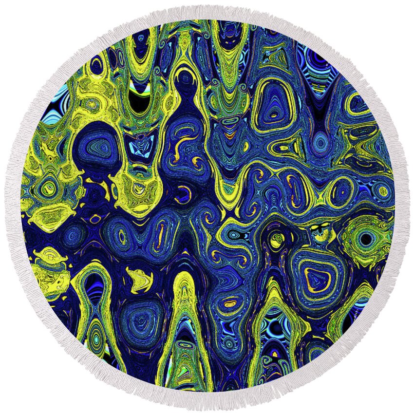 Aloe Vera Slices Abstract Panel Round Beach Towel featuring the digital art Aloe Vera Slices Abstract Panel by Tom Janca