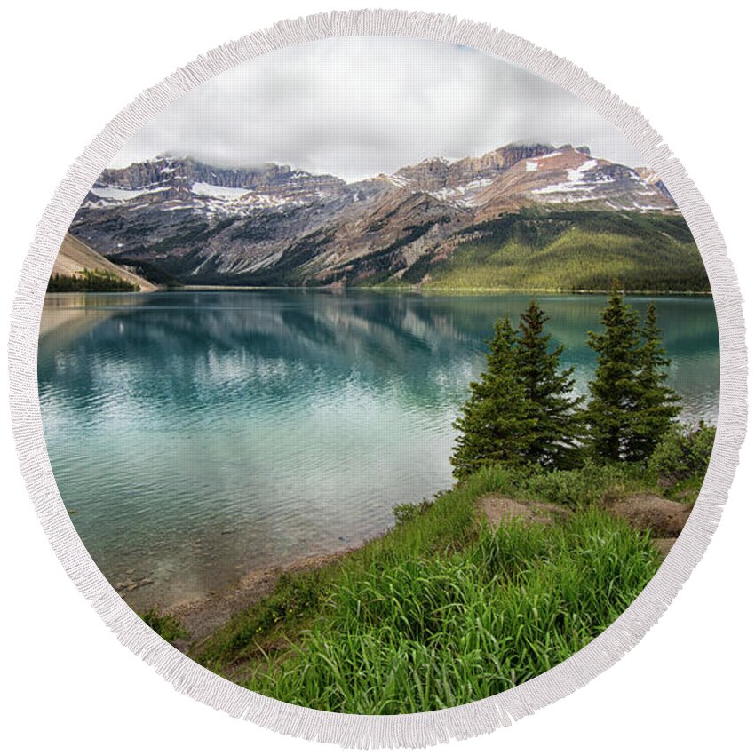 Canada Round Beach Towel featuring the photograph Along Icefields Parkway by Art Cole