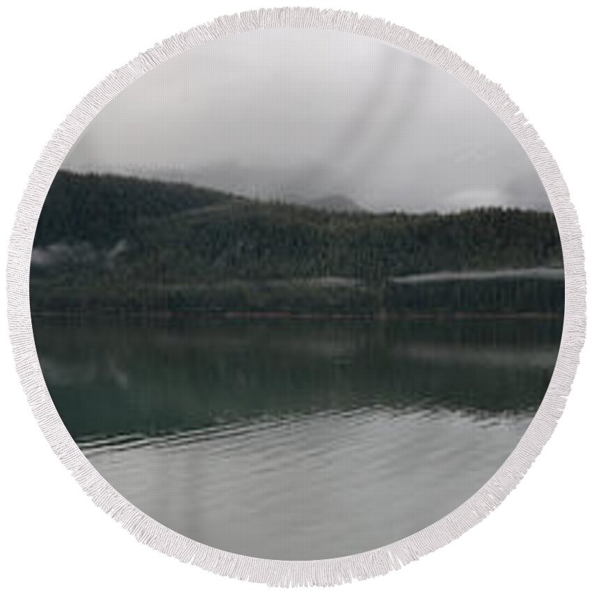 Alaska Round Beach Towel featuring the photograph Along the Misty Shoreline by David Andersen