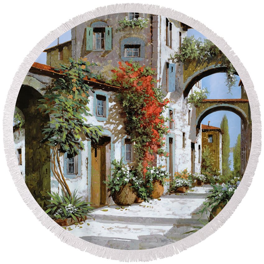Arches Round Beach Towel featuring the painting Altri Archi by Guido Borelli