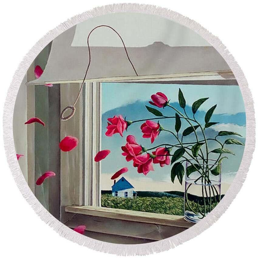 Roses Round Beach Towel featuring the painting Always with you by Christopher Shellhammer