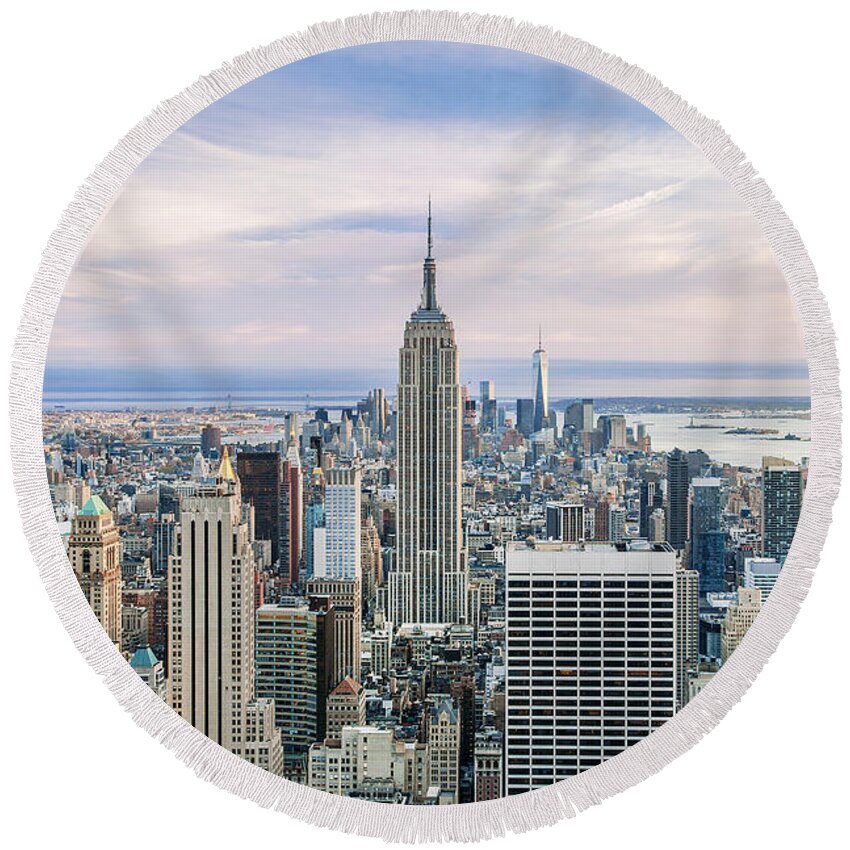 Manhattan Skyline Round Beach Towel featuring the photograph Amazing Manhattan by Az Jackson