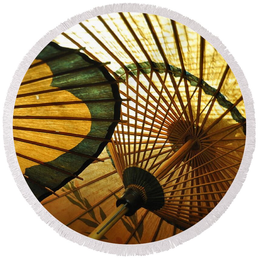 Still Life Round Beach Towel featuring the photograph Amber Light Within by Jan Amiss Photography