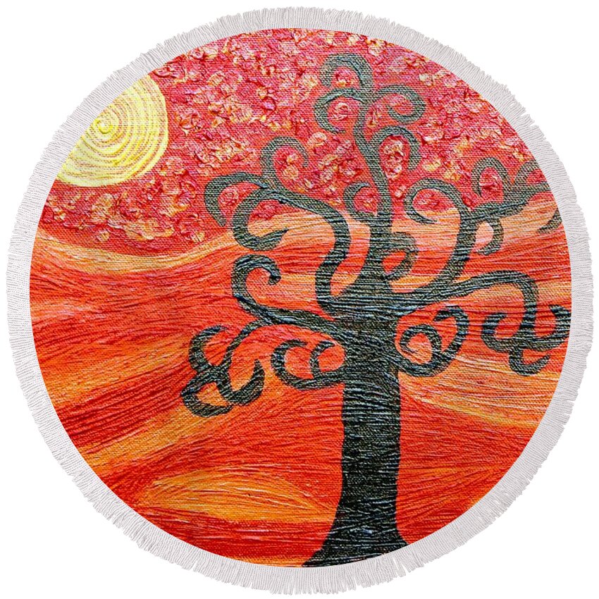 Ambient Round Beach Towel featuring the painting Ambient Bliss by Rachel Hannah