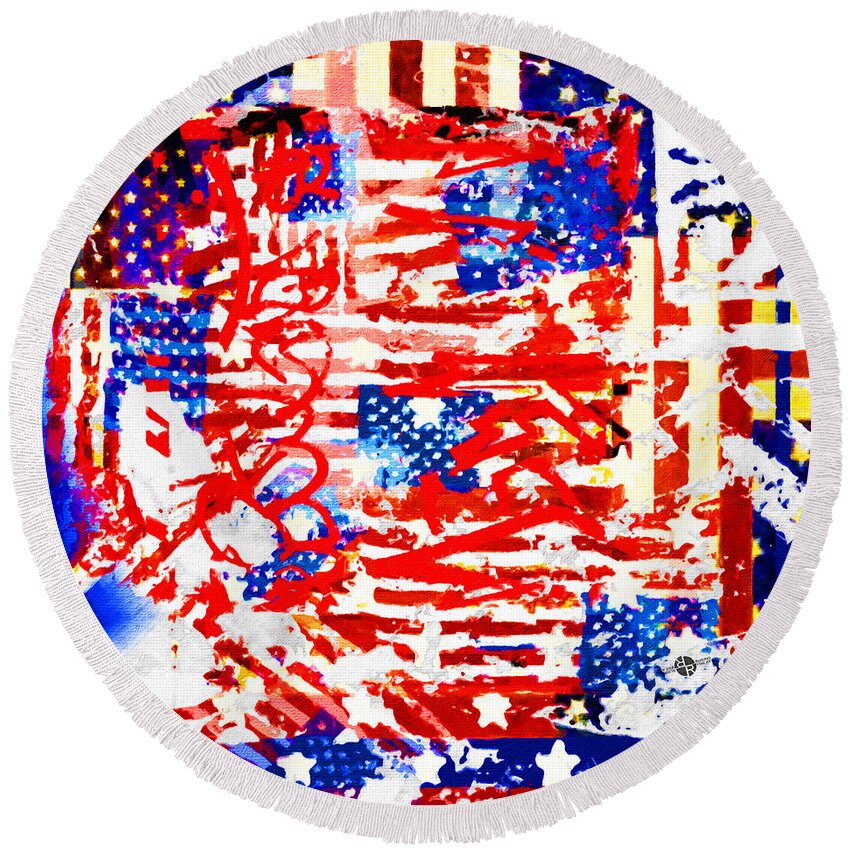 American Graffiti Round Beach Towel featuring the painting American Graffiti Presidential Election 2 by Tony Rubino