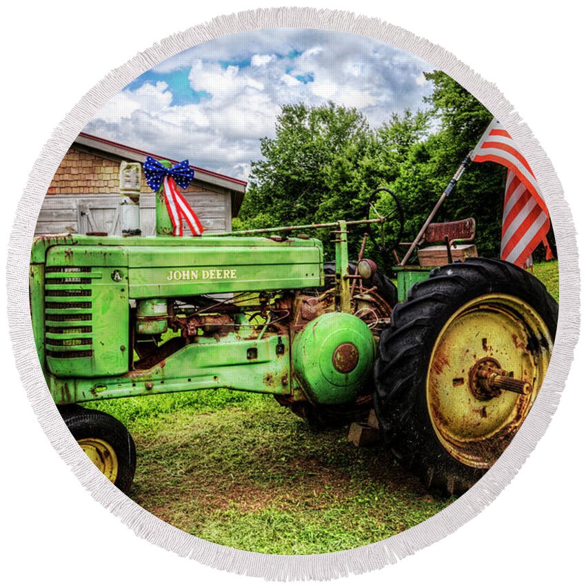 American Round Beach Towel featuring the photograph American Tractor by Debra and Dave Vanderlaan