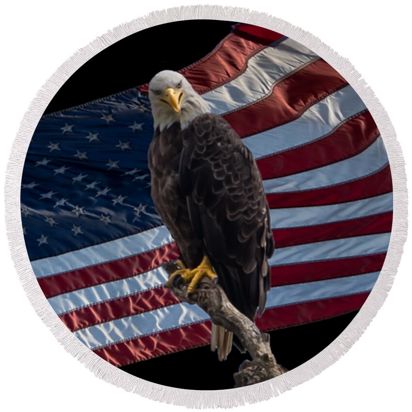 Eagle Round Beach Towel featuring the photograph America's Eagle by Holden The Moment